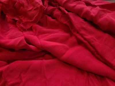 5 Yds x 44 Sand Washed Silk Red Matte + Shiny 100% Natural Prewashed Buttery! - Image 1 of 4