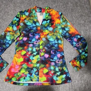 Simply Art by Dolcezza Abstract Top Small V-Neck Artsy Colorful Unique *READ - Bild 1 von 12