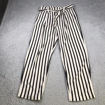 Pantalones Polo Ralph Lauren para mujer 6 (30x28) azul marino a rayas algodón tiro alto con cinturón Foto 1 de 4