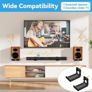 2pcs Heavy Duty Speaker Wall Mount Space Efficient Speaker Hangers Soundbars - Picture 1 of 12