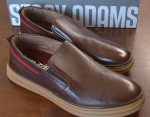 NEW Stacy Adams Delmar Slip On Loafers Brown Leather Comfort Shoes Mens 12M - Picture 1 of 11