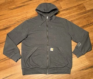 Men’s CARHARTT Rain Defender Gray Sherpa Lined Hoodie Sweatshirt 103308 Medium - Picture 1 of 10