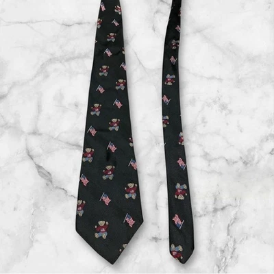 Ralph Lauren Corbata Negro Polo Oso Bandera Americana Foto 1 de 2