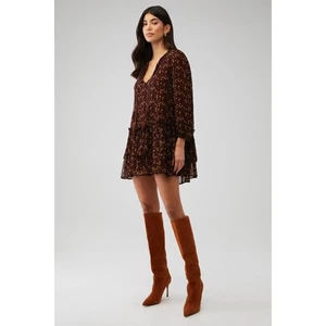 Cleobella Jaslynn Burgundy Boho Floral Mini Dress Size Small | $248 Retail 803E - Picture 1 of 11