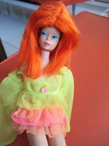 Vtg AMERICAN GIRL BRUNETTE BARBIE DOLL- 1960s MATTEL wearing orange Wig, outfit! - Picture 1 of 11