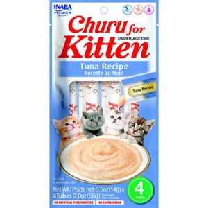 Inaba Churu Puree Kitten Under Age 1 Creamy Treat Tuna Recipe 6 x 56g - Picture 1 of 6