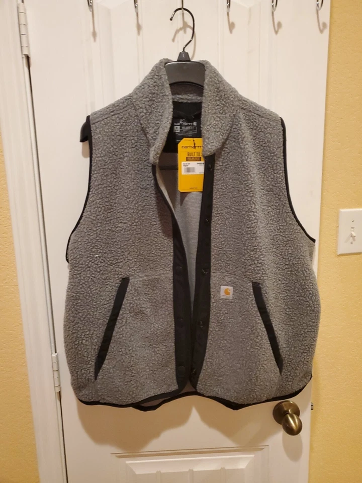 Carhartt Vest Womens XL Gray Snap On Buttons Sherpa 0V4995-W Ladies NEW*