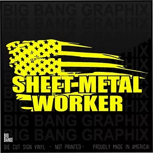 SHEETMETAL WORKER Distressed Flag Vinyl Decal Sticker SUV Car Truck Window - Picture 1 of 3