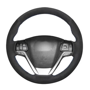 Hand-stitched Black Suede Car Steering Wheel Cover for Toyota Highlander 2014-19 - Picture 1 of 14