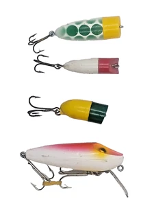 Vintage Fishing Lures Lot Atlantic Lures Swamp Fox Poppers - Picture 1 of 2
