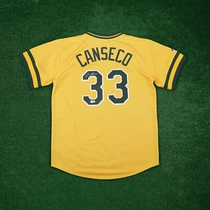Jose Canseco signed 1986 Oakland Athletics Cooperstown Gold Throwback Jersey - Picture 1 of 7