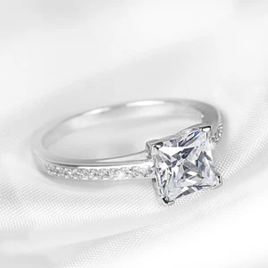 1,25 ct Princess Cut CZ Braut Verlobungsring 100 % echtes Silber Größe 5-10 - Bild 1 von 6