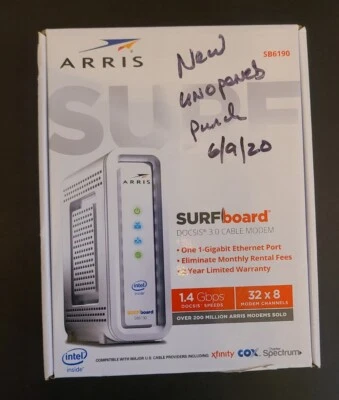 new, sealed box🔺DOCSIS 3.0 Cable Modem🔻Arris SB6190 SURFboard - Image 1 of 4