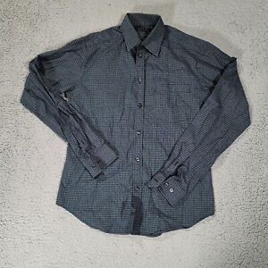 Theory Shirt Mens Small Long Sleeve Check Collared Dark Wash Button Down