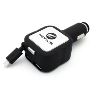 4.8Amp Retractable Car Plug-in Rapid DC Charger USB 2-Port Power for Cell Phones - Picture 1 of 6
