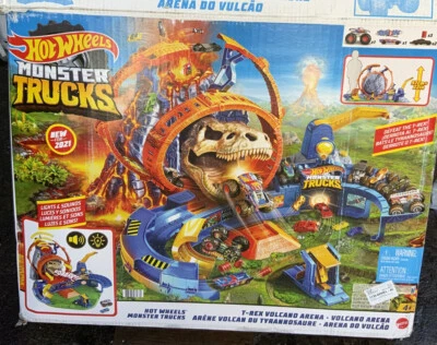 🍏 Hot Wheels Monster Trucks T-Rex Volcano Arena,Open Box 📦 - Image 1 of 4