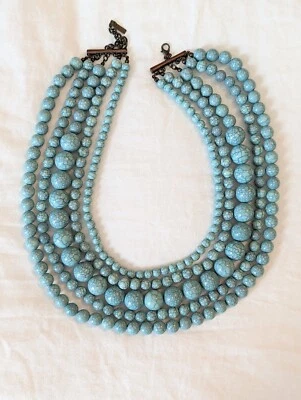 Collar Baublebar 5 Hilos Turquesa Crackle Bead Acrílico 20"  Foto 1 de 4