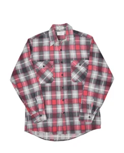 Vintage Sears Shirt Mens Medium Red Plaid Flannel Long Sleeve Made in USA - Picture 1 of 6