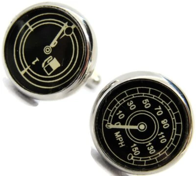 Cuff-Daddy Cufflinks Speedometer Fuel Gauge Silver Tone In Original Box - Image 1 of 4
