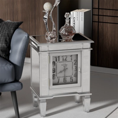Mesa auxiliar con espejo mejorada con reloj mesita de noche de vidrio muebles de oficina para el hogar Foto 1 de 4