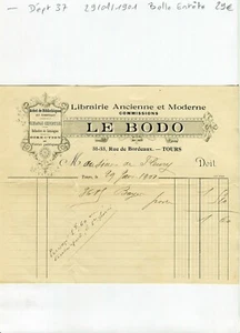 Dépt 37- Tours 33 Rue de Bordeaux - Belle Entête d'une Librairie Ancienne - 1901 - Picture 1 of 1