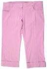 Fitted Waist Stretch Capris Short Leg Cropped Trouser Turn Up Ladies 24" Leg 