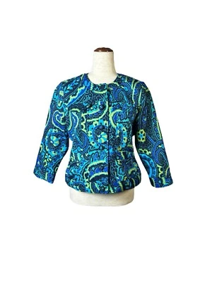 Ruby Rd. Jacket Cropped Blue Abstract 3/4 Sleeve Career Size 8 - Image 1 of 4