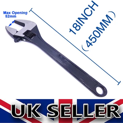 AUTOFATHER EXTRA LARGE ADJUSTABLE WRENCH 18" Spanner Bathroom Nut DIY 0-52mm Jaw Hand Tool