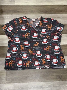 Vtg Rudolph Red Nose Reindeer Scrub Top Women’s 3XL? 56” Chest Christmas GUC - Picture 1 of 8