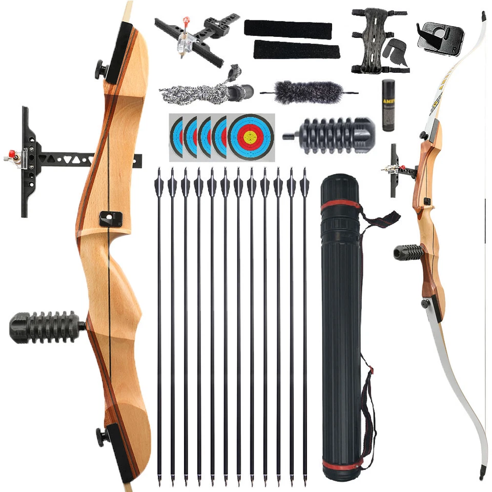 66''68''70'' Recurve Bow Set 14-40lbs Archery Takedown Bow Practice Hunt Shoot - Image 1 of 4