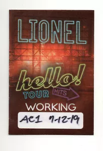 Lionel Richie 2019 Hello Tour Working Crew Satin Backstage Pass - Picture 1 of 1