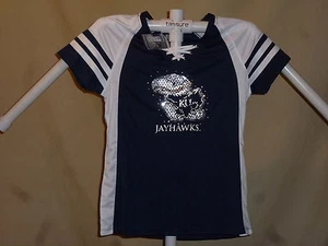 KANSAS JAYHAWKS Fan Fashion JERSEY/Shirt by MAJESTIC Womens Large NWT $50 - Picture 1 of 2