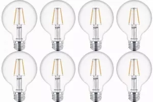 Philips LED Bulb Warm Glow Medium Base Dimmable Soft White 5W 350 Lum G25 8 Pack - Picture 1 of 5
