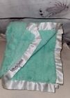 Large Minky Couture Baby Blanket Satin Ruffle Trim Plush Fuzzy Green Mint Teal