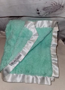 Large Minky Couture Baby Blanket Satin Ruffle Trim Plush Fuzzy Green Mint Teal - Picture 1 of 20