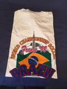 1998 Soccer World Championship BRAZIL T Shirt France '98 One-Size 100% Cotton - Picture 1 of 5