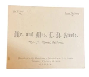 1889 Mr Mrs L R Steele Merced CA R J Steele Reception February 14 McCreary JQE1 - Picture 1 of 2