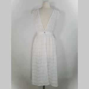 Copricostume senza maniche DAVID JONES bianco taglia 10 pizzo 100% cotone trasparente spiaggia - Foto 1 di 11
