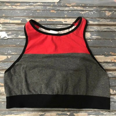 VICTORIA SECRET PINK Crop Top Red/Gray Palm Tree Sports Bra Large - Image 1 of 4