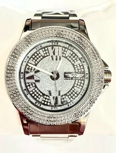 King Master Men's CZ Stone Stainless Steel Black Dial Watch - Picture 1 of 1