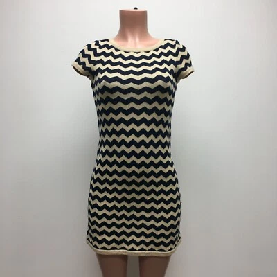 Vestido Suéter Santana Tejido Metálico Chevron Beige Azul Mujer Lilly Pulitzer XS Foto 1 de 4