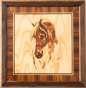 Caballo vintage arte para el hogar decoración de pared boho regalo panel de madera arte intarsia chapa - Imagen 1 de 13