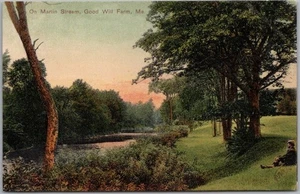 Postal de Fairfield, Maine de la década de 1960 "En Marlin Stream, Good Will Farm" Hinckley - Imagen 1 de 2