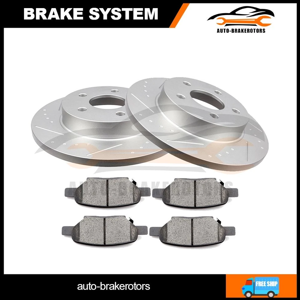 Taladro trasero 2 rotores de freno con 4 pastillas de cerámica para Chevrolet Cobalt Malibu HHR Foto 1 de 4