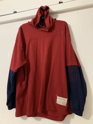 Camisa con Capucha Vintage Años 90 Bugle Boy Roja y Azul - Para Hombre Talla Extra Grande XL BB Foto 1 de 4
