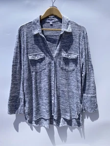 Standard James Perse Knopfleiste Space Dye minimalistisches Stretchhemd mit Tasche 4/XL - Bild 1 von 12