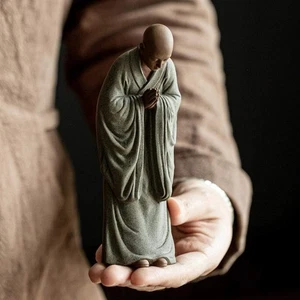 5.9" Modern Home Decor Accents Creative Buddha Statue Zen Monk Study Decoration - Picture 1 of 5