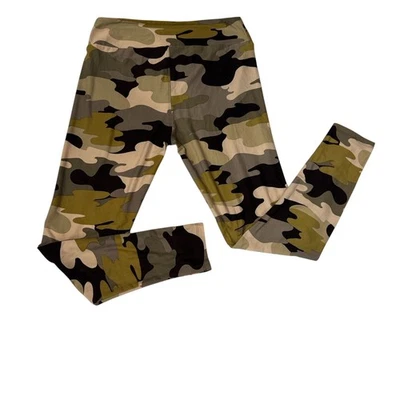 Leggings de camuflagem LuLaRoe alta e curvilínea compatível com 12-18 verde marrom elástico macio TC - Imagem 1 de 4