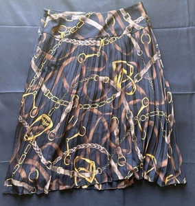 Falda midi LAUREN RALPH LAUREN para mujer 6P vintage trozos de caballo ecuestre 100 % seda - Imagen 1 de 3