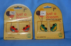 Vintage 2 Cards of Just A Dream Barrettes For Baby 4 Cars Red & Green - VW - Picture 1 of 5